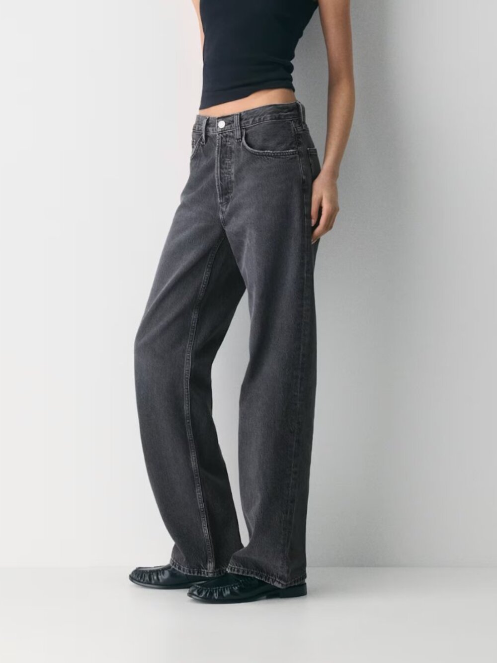 AGOLDE Arc Straight Leg Jeans Size 31 Washed Black Denim (HEMMED)